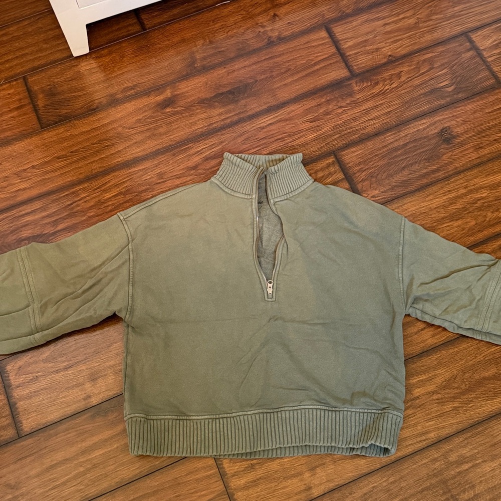 Aerie Olive Half-Zip Sweater